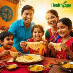 people eating Jaggery with Ghee & Roti in India